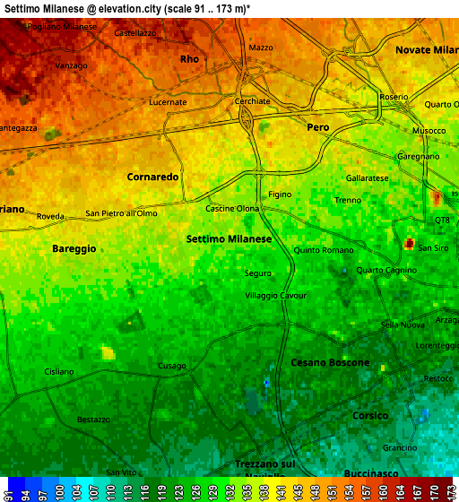 Zoom OUT 2x Settimo Milanese, Italy elevation map