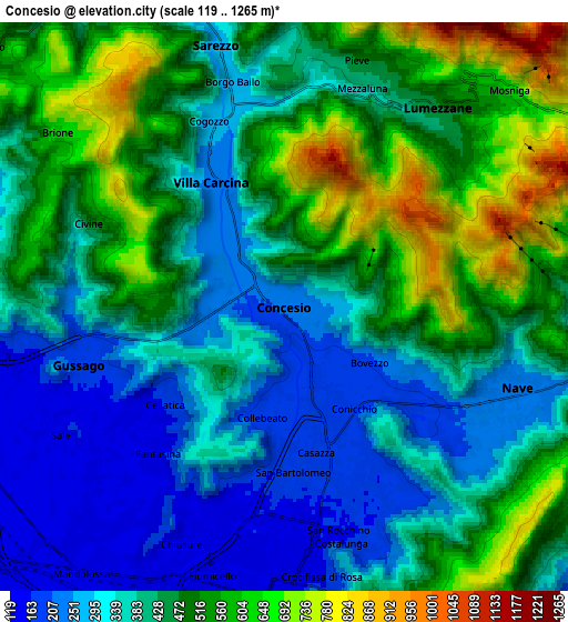 Zoom OUT 2x Concesio, Italy elevation map