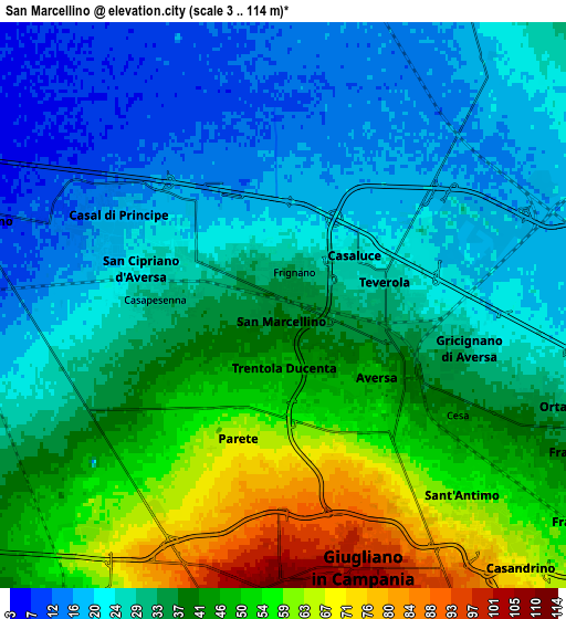 Zoom OUT 2x San Marcellino, Italy elevation map