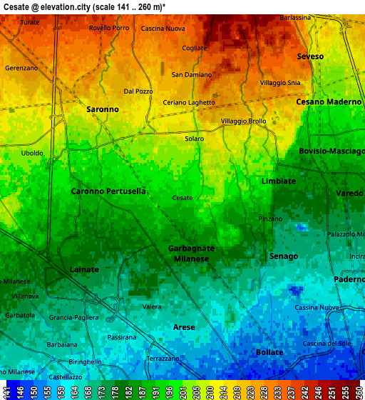 Zoom OUT 2x Cesate, Italy elevation map