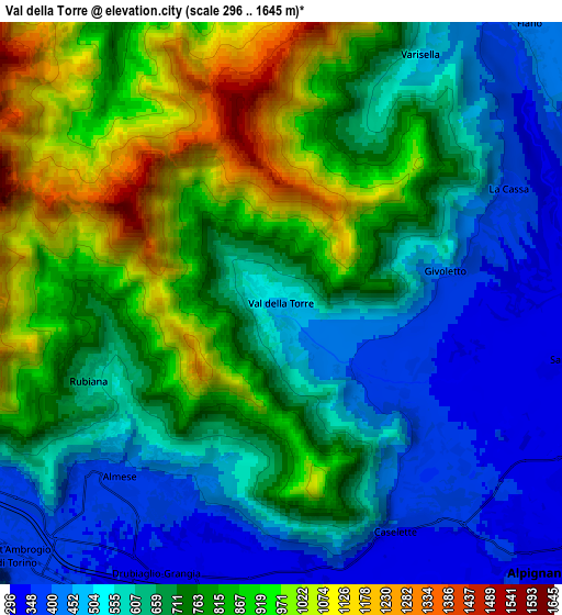 Zoom OUT 2x Val della Torre, Italy elevation map
