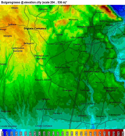 Zoom OUT 2x Bulgarograsso, Italy elevation map