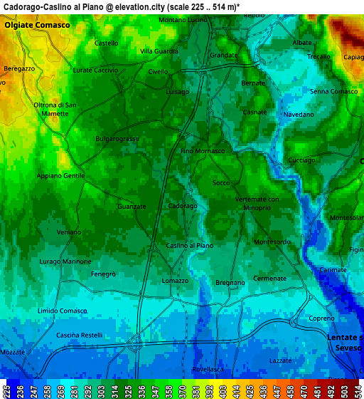 Zoom OUT 2x Cadorago-Caslino al Piano, Italy elevation map