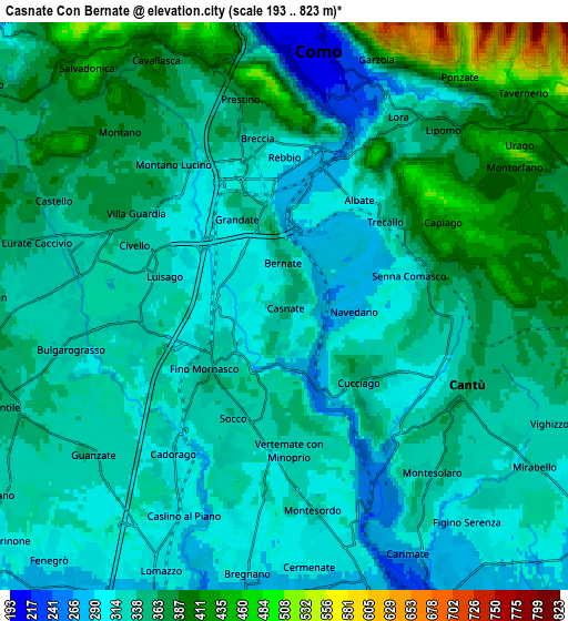 Zoom OUT 2x Casnate Con Bernate, Italy elevation map