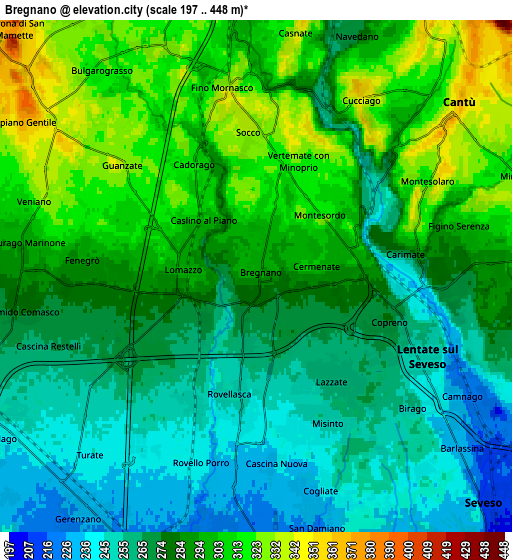 Zoom OUT 2x Bregnano, Italy elevation map