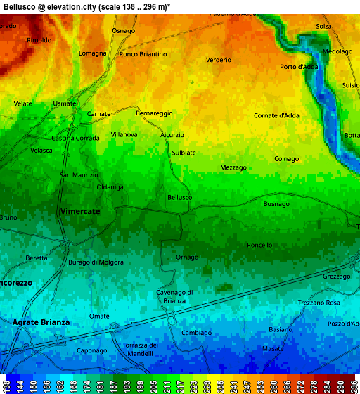 Zoom OUT 2x Bellusco, Italy elevation map