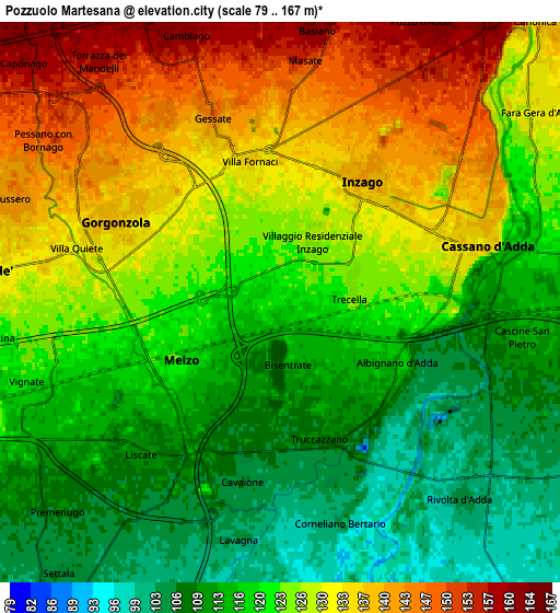 Zoom OUT 2x Pozzuolo Martesana, Italy elevation map