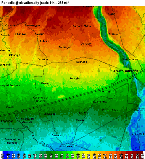 Zoom OUT 2x Roncello, Italy elevation map