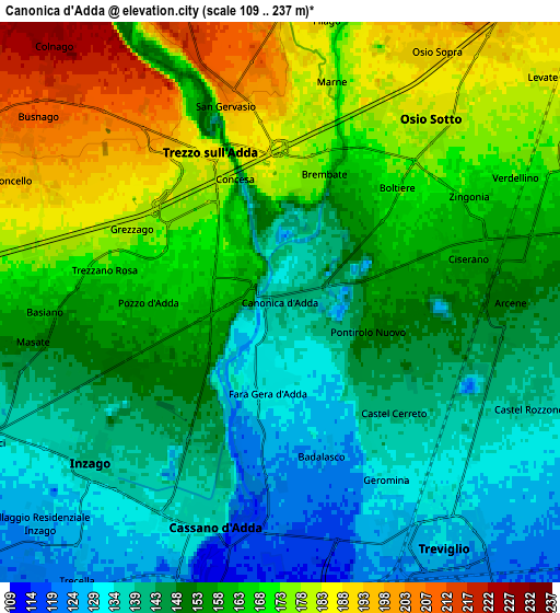 Zoom OUT 2x Canonica d'Adda, Italy elevation map