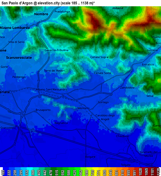 Zoom OUT 2x San Paolo d'Argon, Italy elevation map