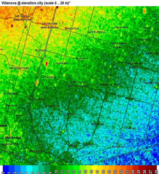 Zoom OUT 2x Villanova, Italy elevation map