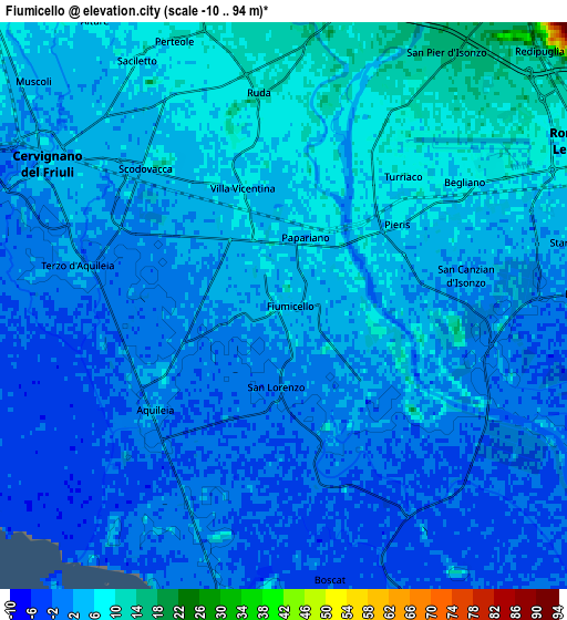 Zoom OUT 2x Fiumicello, Italy elevation map