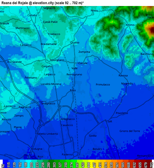 Zoom OUT 2x Reana del Rojale, Italy elevation map