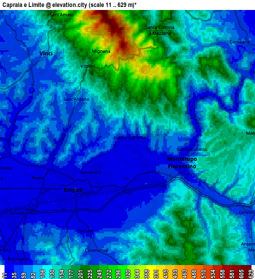 Zoom OUT 2x Capraia e Limite, Italy elevation map