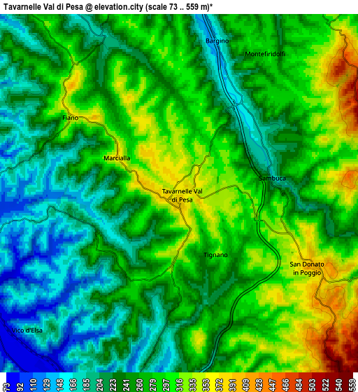 Zoom OUT 2x Tavarnelle Val di Pesa, Italy elevation map