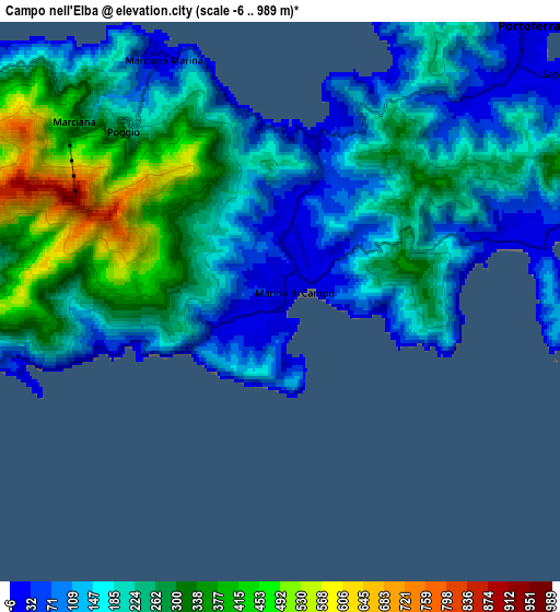 Zoom OUT 2x Campo nell'Elba, Italy elevation map