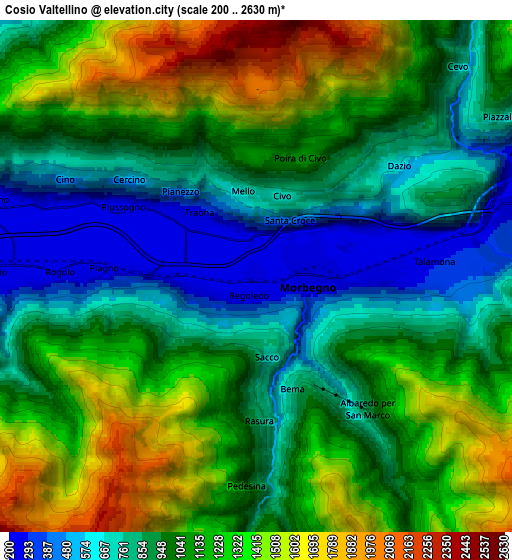 Zoom OUT 2x Cosio Valtellino, Italy elevation map