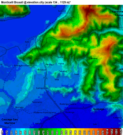 Zoom OUT 2x Monticelli Brusati, Italy elevation map