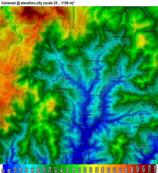 Zoom OUT 2x Ceranesi, Italy elevation map