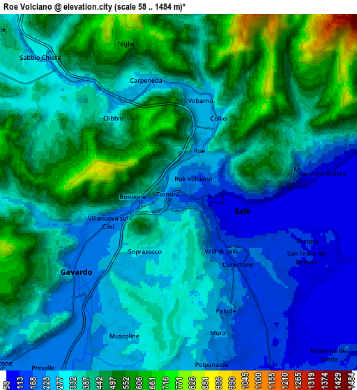 Zoom OUT 2x Roè Volciano, Italy elevation map