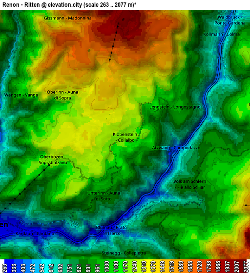 Zoom OUT 2x Renon - Ritten, Italy elevation map