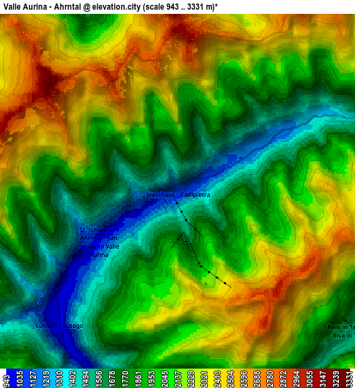 Zoom OUT 2x Valle Aurina - Ahrntal, Italy elevation map