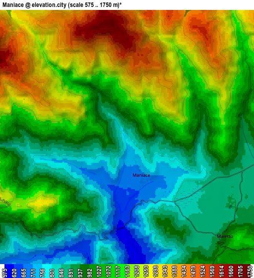 Zoom OUT 2x Maniace, Italy elevation map