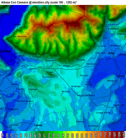 Zoom OUT 2x Albese Con Cassano, Italy elevation map