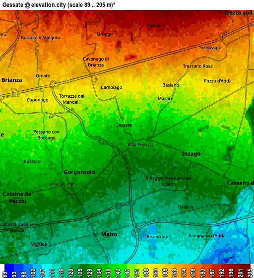 Zoom OUT 2x Gessate, Italy elevation map