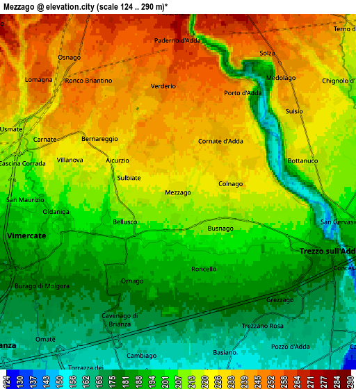 Zoom OUT 2x Mezzago, Italy elevation map