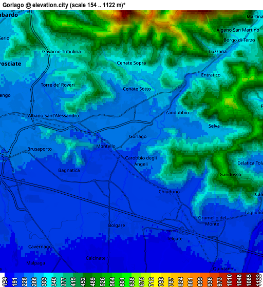 Zoom OUT 2x Gorlago, Italy elevation map