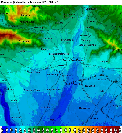 Zoom OUT 2x Presezzo, Italy elevation map