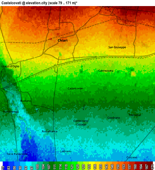 Zoom OUT 2x Castelcovati, Italy elevation map