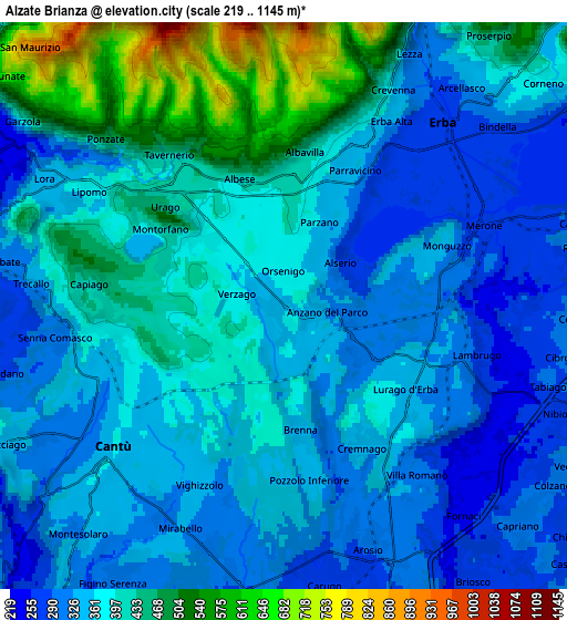 Zoom OUT 2x Alzate Brianza, Italy elevation map