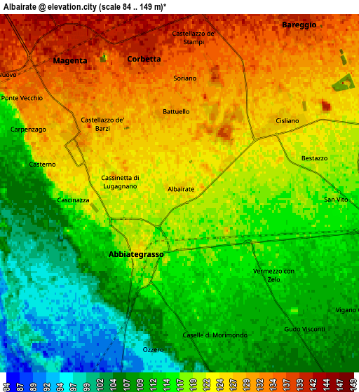 Zoom OUT 2x Albairate, Italy elevation map