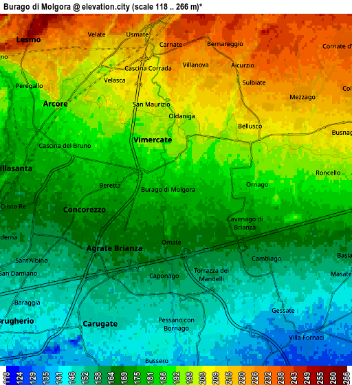 Zoom OUT 2x Burago di Molgora, Italy elevation map