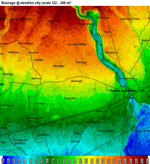 Zoom OUT 2x Busnago, Italy elevation map