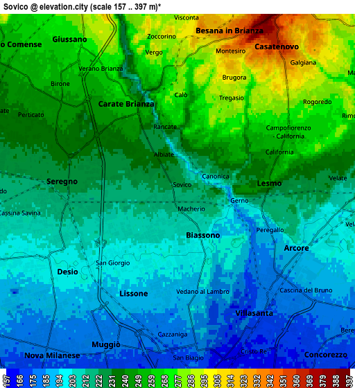 Zoom OUT 2x Sovico, Italy elevation map