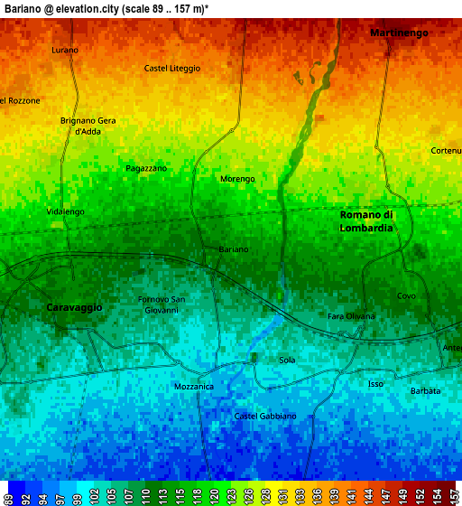 Zoom OUT 2x Bariano, Italy elevation map