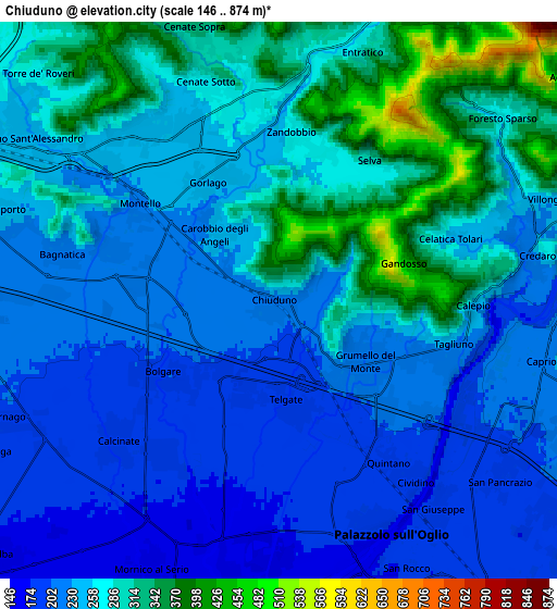 Zoom OUT 2x Chiuduno, Italy elevation map