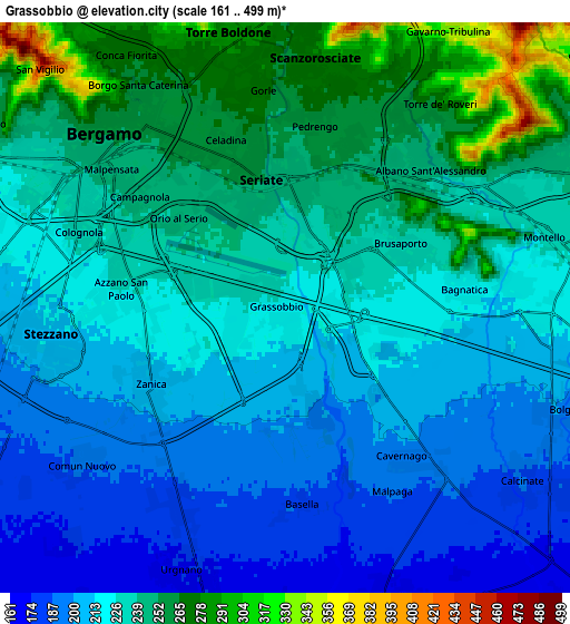 Zoom OUT 2x Grassobbio, Italy elevation map