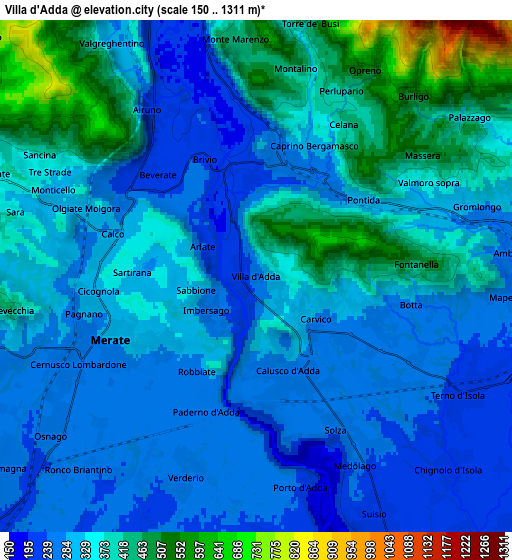 Zoom OUT 2x Villa d'Adda, Italy elevation map