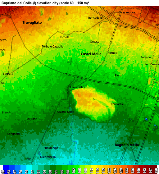 Zoom OUT 2x Capriano del Colle, Italy elevation map