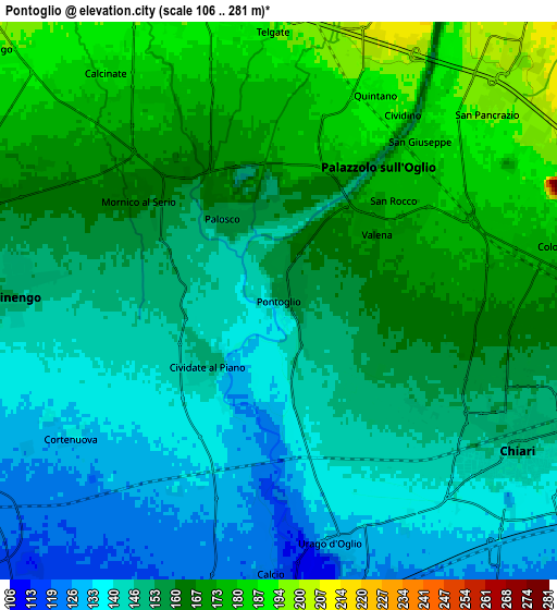 Zoom OUT 2x Pontoglio, Italy elevation map