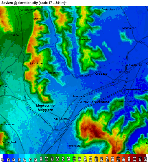 Zoom OUT 2x Sovizzo, Italy elevation map