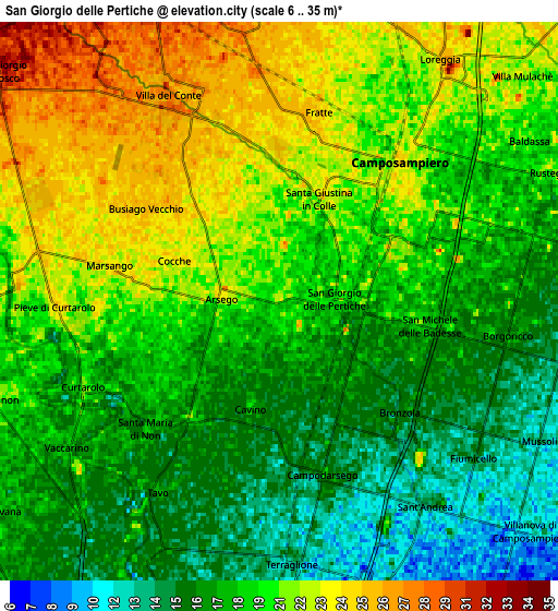 Zoom OUT 2x San Giorgio delle Pertiche, Italy elevation map