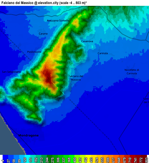 Zoom OUT 2x Falciano del Massico, Italy elevation map