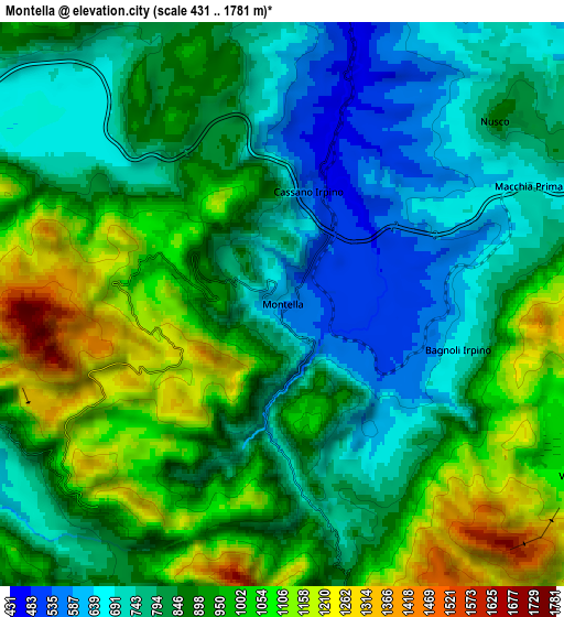 Zoom OUT 2x Montella, Italy elevation map