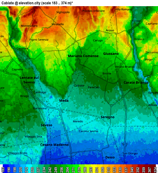 Zoom OUT 2x Cabiate, Italy elevation map