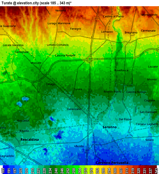 Zoom OUT 2x Turate, Italy elevation map